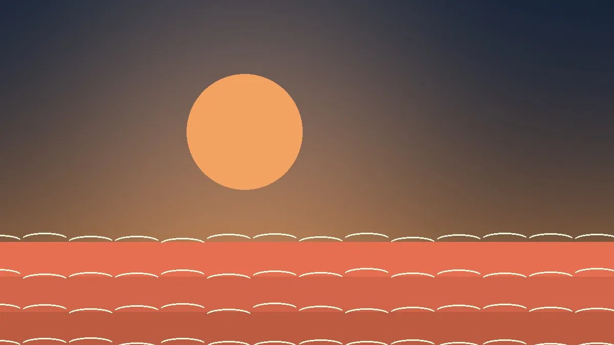 Abstract illustration of the harbour at sunset
