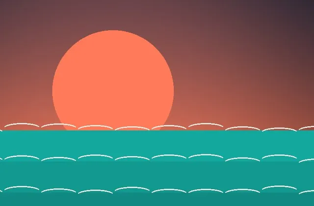 Abstract seascape illustration for the story Tea, Trams and the Old Town